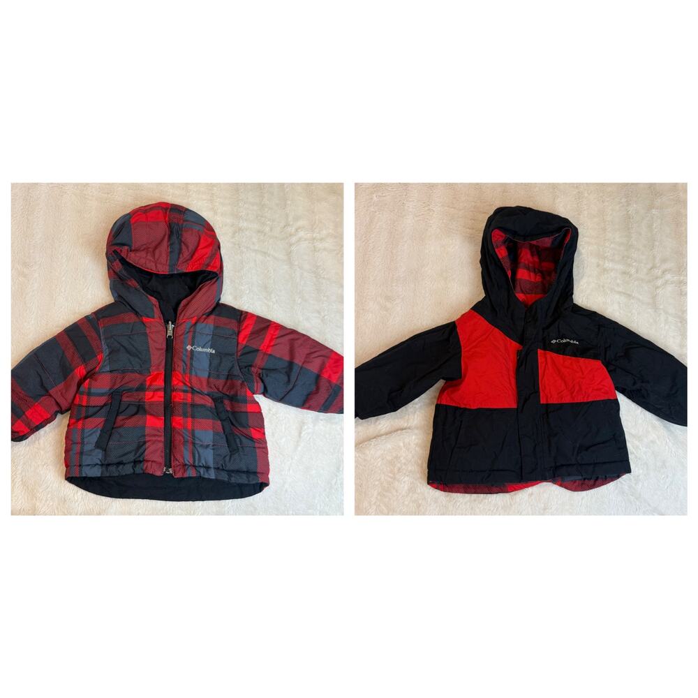 Columbia Black Red Reversible Parka Winter Coat Puffer Jacket Boys 18 Months